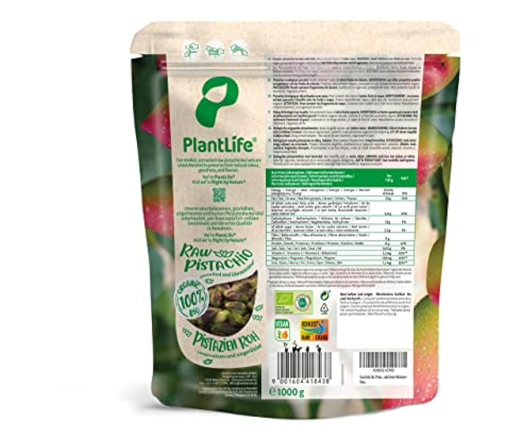 PlantLife Pistacchi sgusciati BIO 1kg – pistacchi crudi sgusciati, non tostati, non salati 145655677