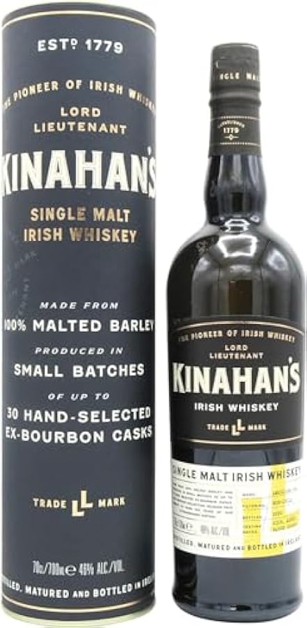 Kinahan´s - Heritage Malt, Irish Whiskey Single Malt Prodotto con 100% Orzo Maltato Irlandese, con Note di Arancia Rossa Piccante e Caramello Tostato, 46% Vol, Bottiglia in Vetro da 700 ml 546345129
