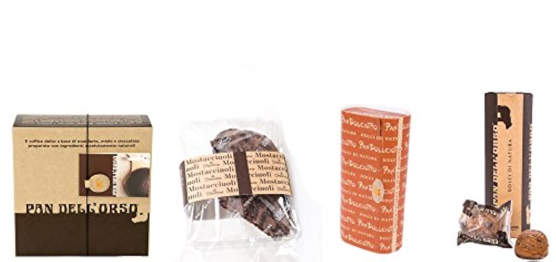 Pan dell´Orso ricoperto di Cioccolato, Mostacciuoli di Scanno,Pandolciotto e Tubo snack con gocce di cioccolato 339035009