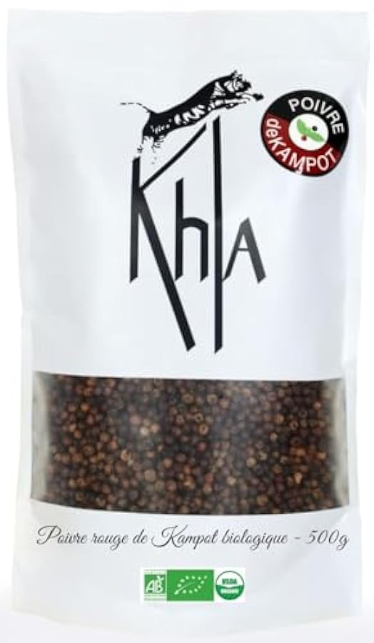 KHLA - Pepe rosso di Kampot Premium IGP - 1 kg - Pepe in grani - Proveniente da agricoltura biologica 943369864