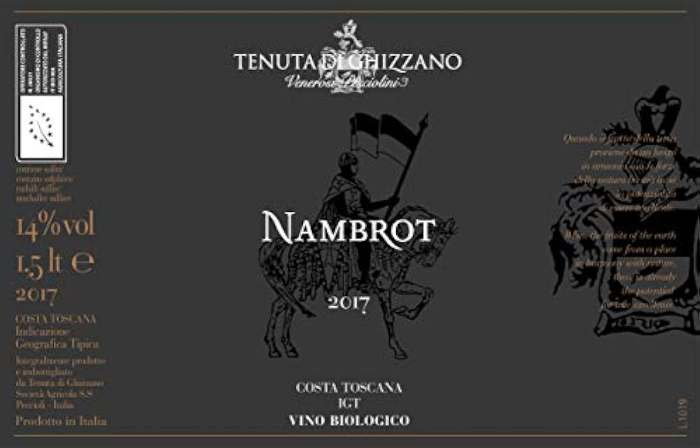 Tenuta di Ghizzano - Nambrot 2017 - Vino rosso IGT Costa Toscana, 20 vendemmie, biologico, bottiglia Magnum 1,5 lt 542258281