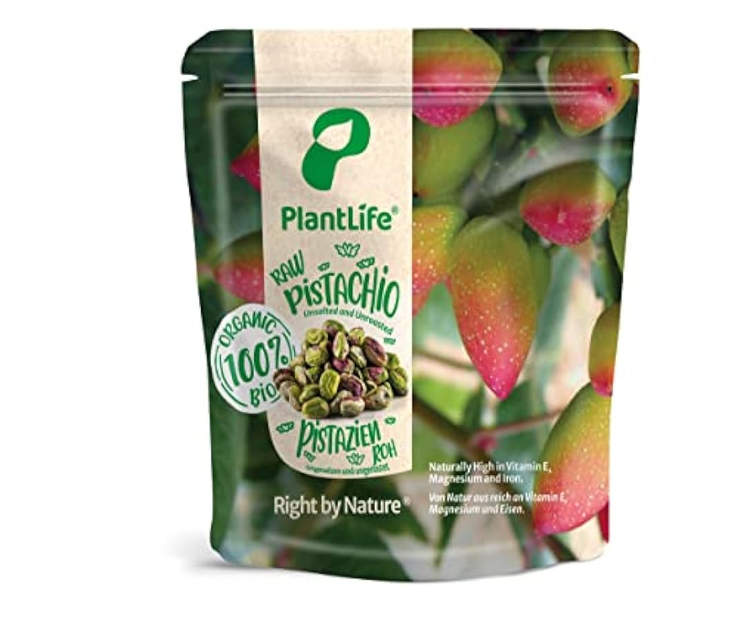 PlantLife Pistacchi sgusciati BIO 1kg – pistacchi crudi sgusciati, non tostati, non salati 797235352