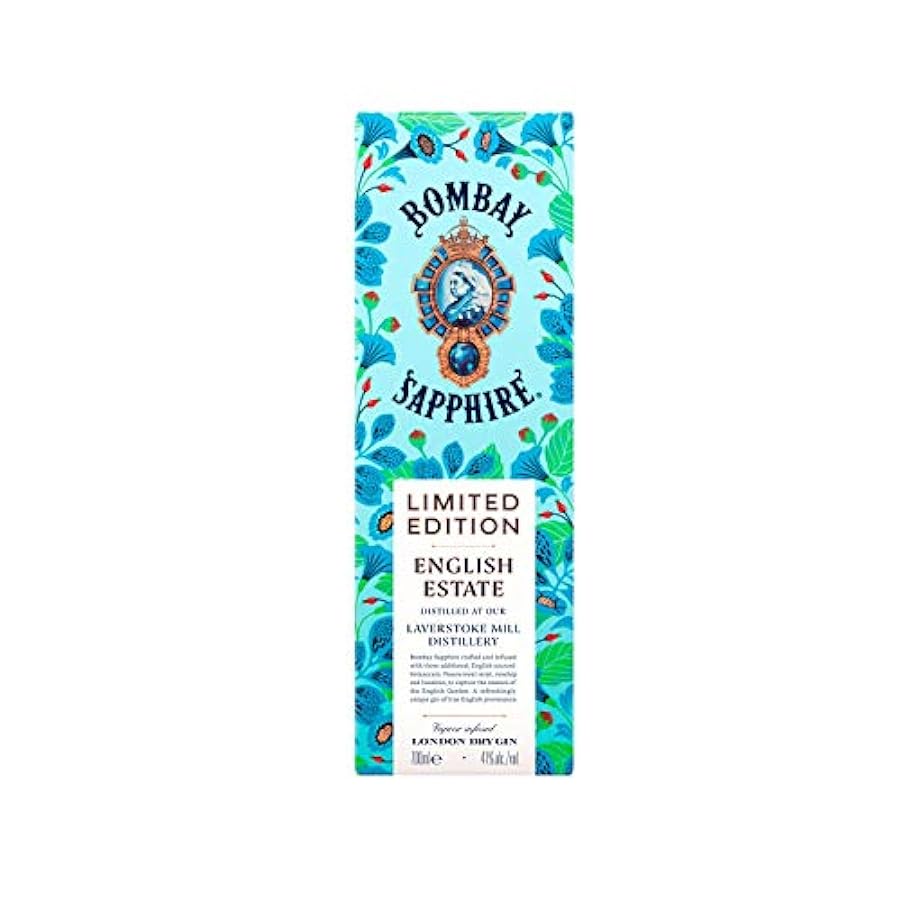 Bombay Sapphire London Dry Gin, English Estate Limited Edition con Astuccio, con Botaniche di Rosa Canina, Menta Pennyroyal e Nocciola, 70 cl 883359135