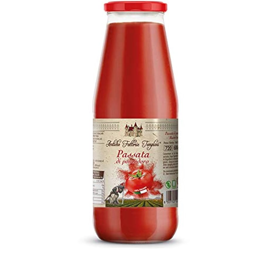 Passata di Pomodoro | Templari | 12 Bottiglie di Sugo da 680 Gr | Gluten Free | Agricoltura Biologica | Certificato Eccellenze Alimentari | Pomodori Cilento Piana del Sele 446690876