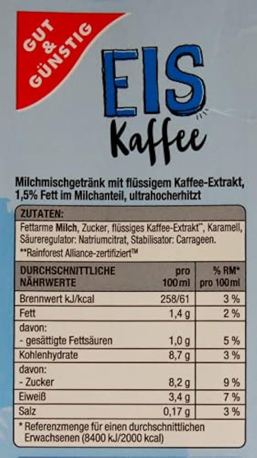 Gut & Günstig Caffè gelato H 1,5%, confezione da 12 (12 x 1 l) 686081690