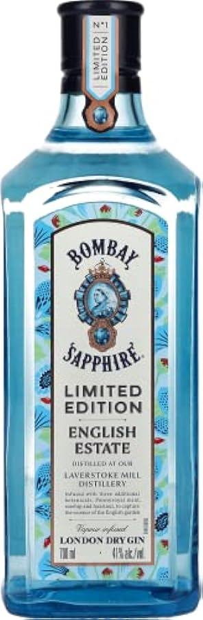 Bombay Sapphire London Dry Gin, English Estate Limited Edition con Astuccio, con Botaniche di Rosa Canina, Menta Pennyroyal e Nocciola, 70 cl 883359135