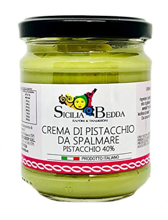 icilia Bedda - Crema di Pistacchio Siciliano Senza Glutine, Senza Lattosio e Vegana - Vasetto 200 Grammi in Vetro (3) 858185706