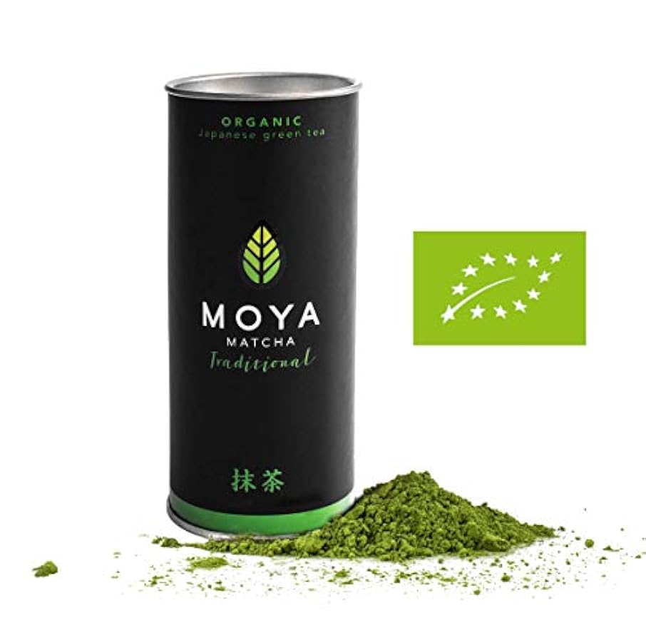 Organico Moya Matcha Tè Verde Biologico in Polvere Set | 30g Tradizionale (II) Grado Pacco + Ciotola Nera + Frusta | Preparazione del Tè Kit di Partenza di Base 304148796