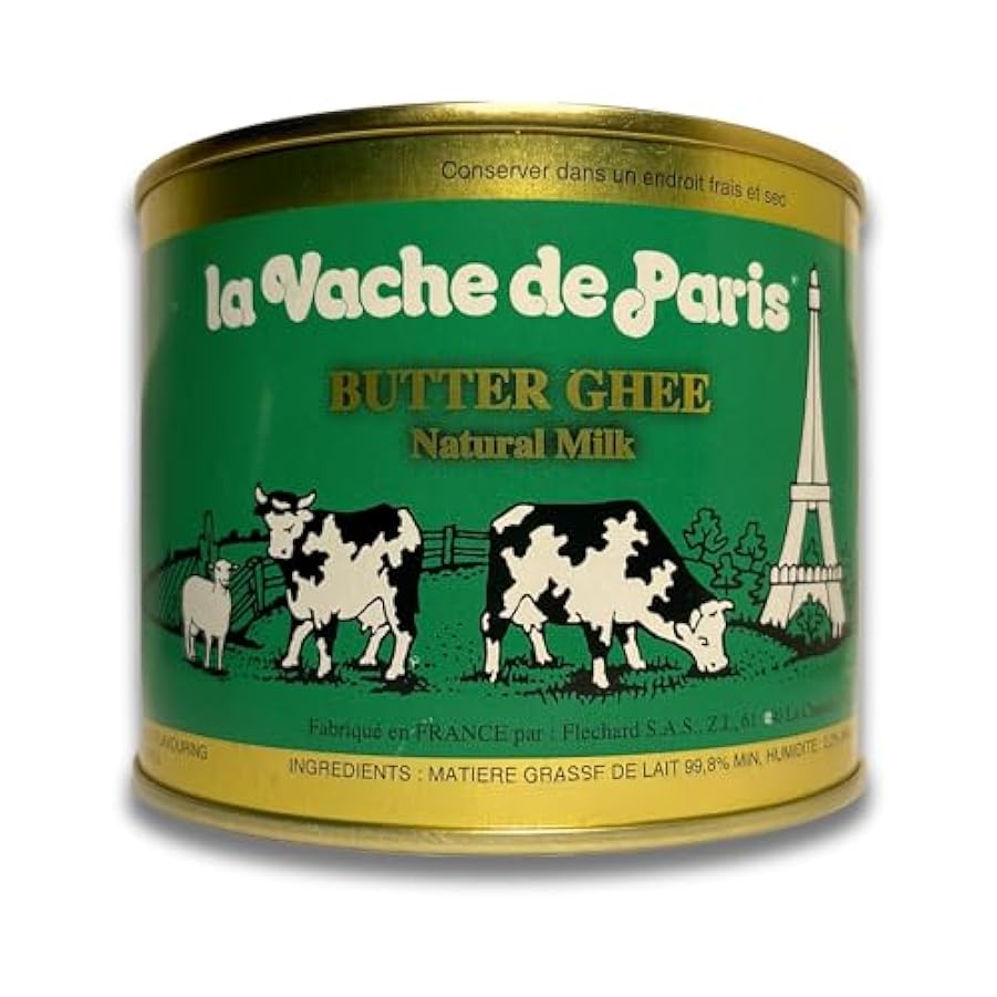 Flechard Burro ghee della Normandia 1,6kg - dieta chetogenica - senza lattosio, digeribile - ghee secondo la ricetta Ayurvedica - latte di mucche al pascolo - Ghi (1,6kg) 683749007