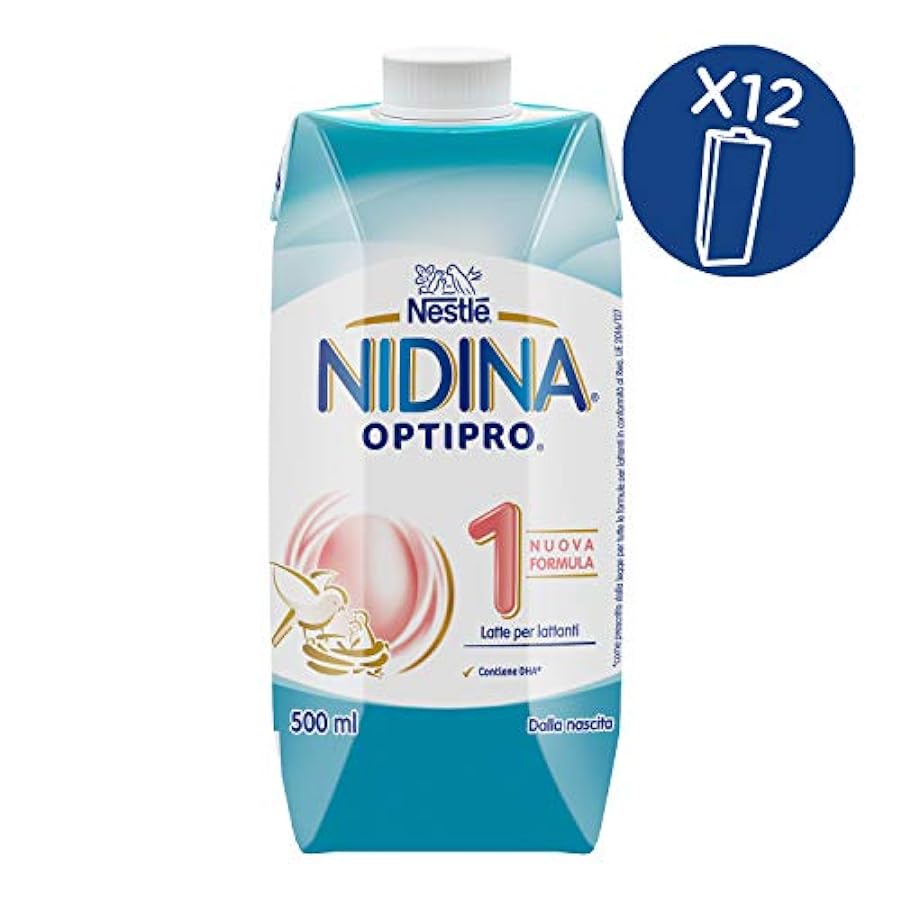 Nestlé Nidina Optipro 1 dalla Nascita Latte per Lattanti Liquido, 12 x 500ml 611126205