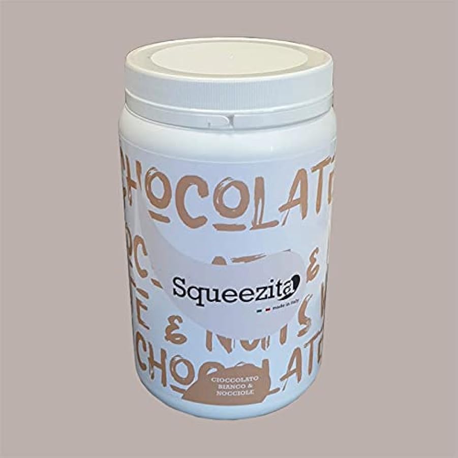 Lucgel Srl 2 kg Crema Spalmabile per Farcitura SQUEEZITA per Pasticceria Artigianale e Bar (Cioccolato Bianco e Nocciola 15%) 563552702