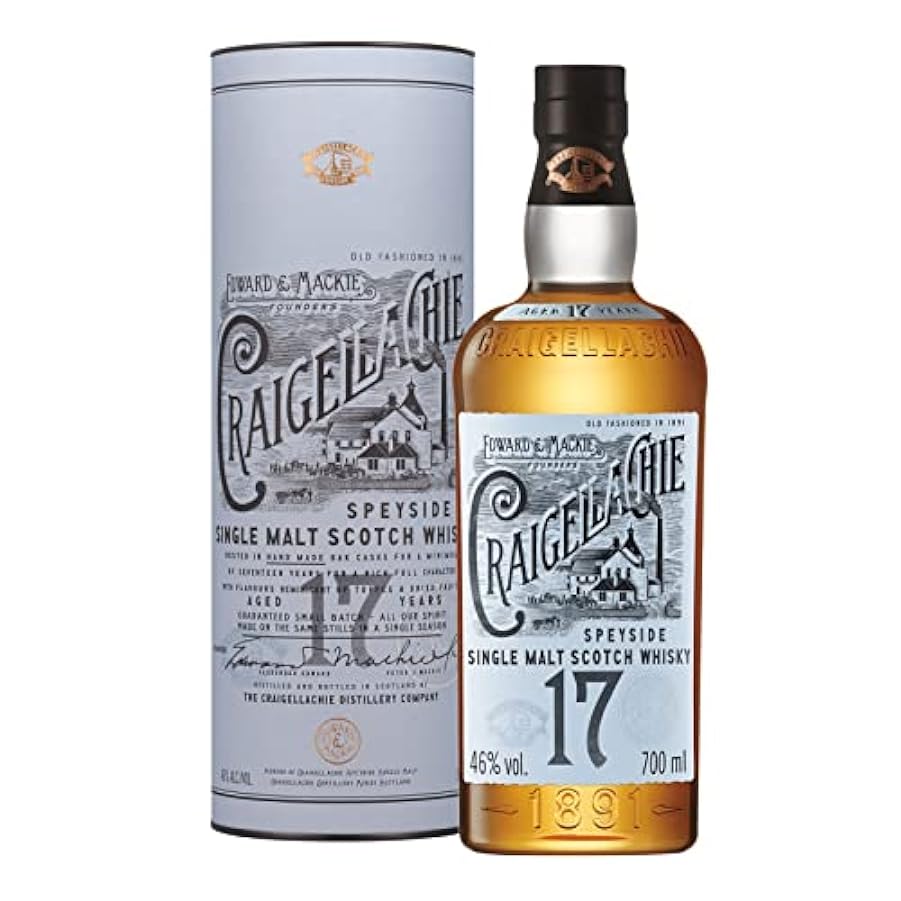 Craigellachie 17 Anni Speyside Scotch Single Malt Whisky con astuccio regalo, affinato in botti di Sherry e Bourbon, Vol. 46%, 70 cl / 700 ml 634811359