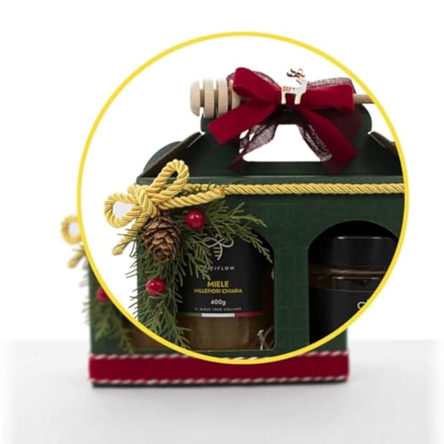Natiflow ® - Confezione Natalizia, Completamente Realizzata a Mano, Miele 100% italiano e artigianale, Idea Regalo Natale Esclusiva ed Elegante (Biancospino) 787515485