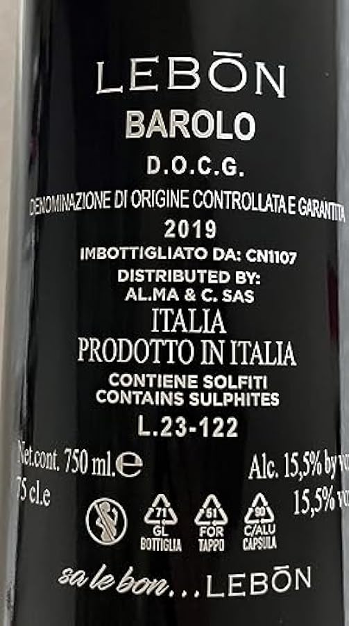 2 bottiglie pregiati vini rossi: 1 bottiglia di Barolo Docg Lebòn 2019 + 1 bottiglia di Barbaresco Docg Lebòn 2019 con raffinata etichetta in sughero (2x750ml) - Idea regalo 316223333