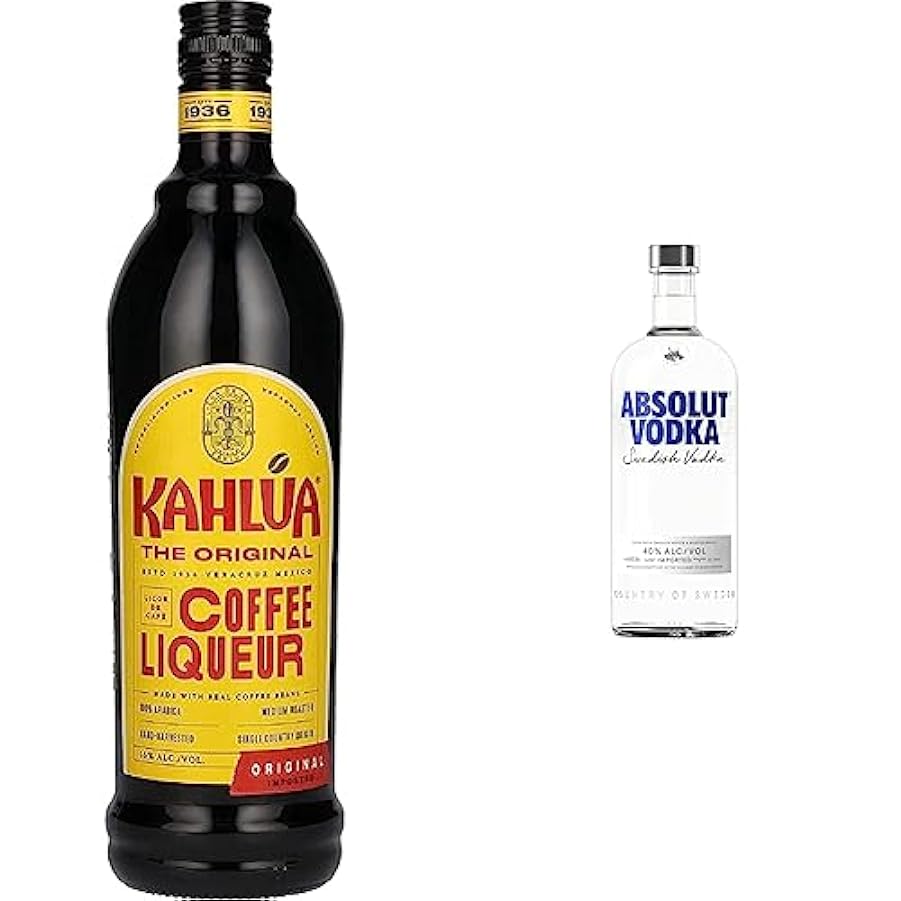 KahluaKahlua Liquore al Caffè - 700 ml & Absolut Vodka, Vodka svedese, Grano e acqua di Ahus, Senza zuccheri aggiunti, 40% Vol., 1 LABSOLUT 305658411