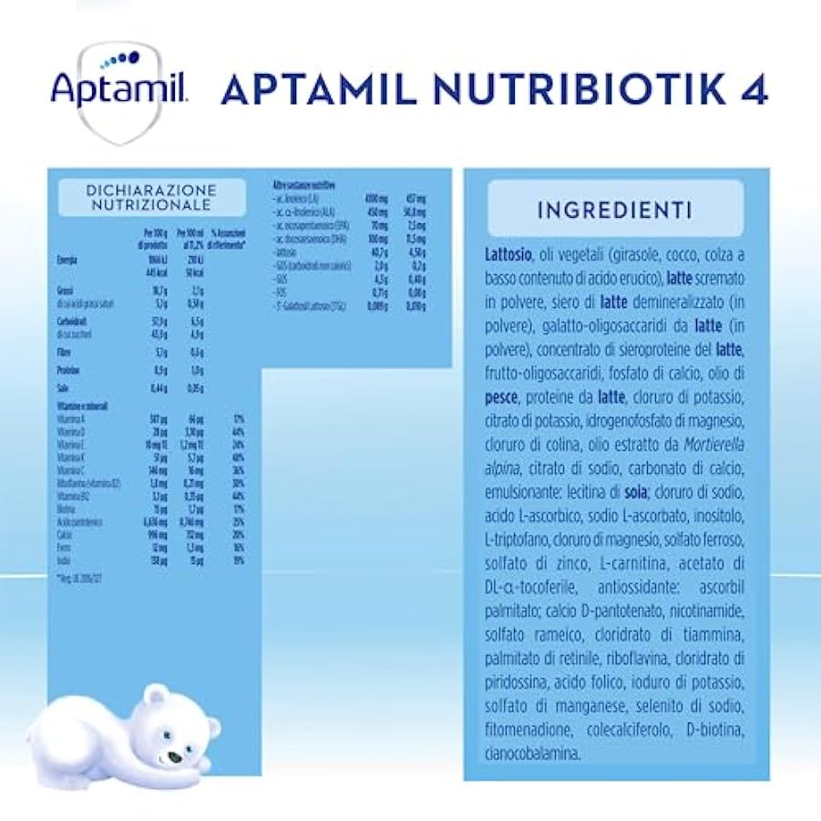 APTAMIL 4 - Latte di Crescita in Polvere per Bambini dai 24 mesi - Formato Convenienza da 3600 grammi (3 confezioni da 1200g) 814123290