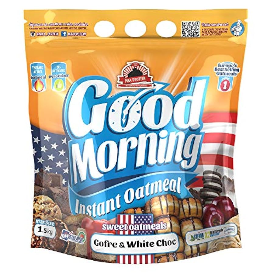 Max Protein - Good Morning Instant Oatmeal, Farina d´avena, 1,5 kg Gofre - White Choc (confezione 2 unità) 161884815