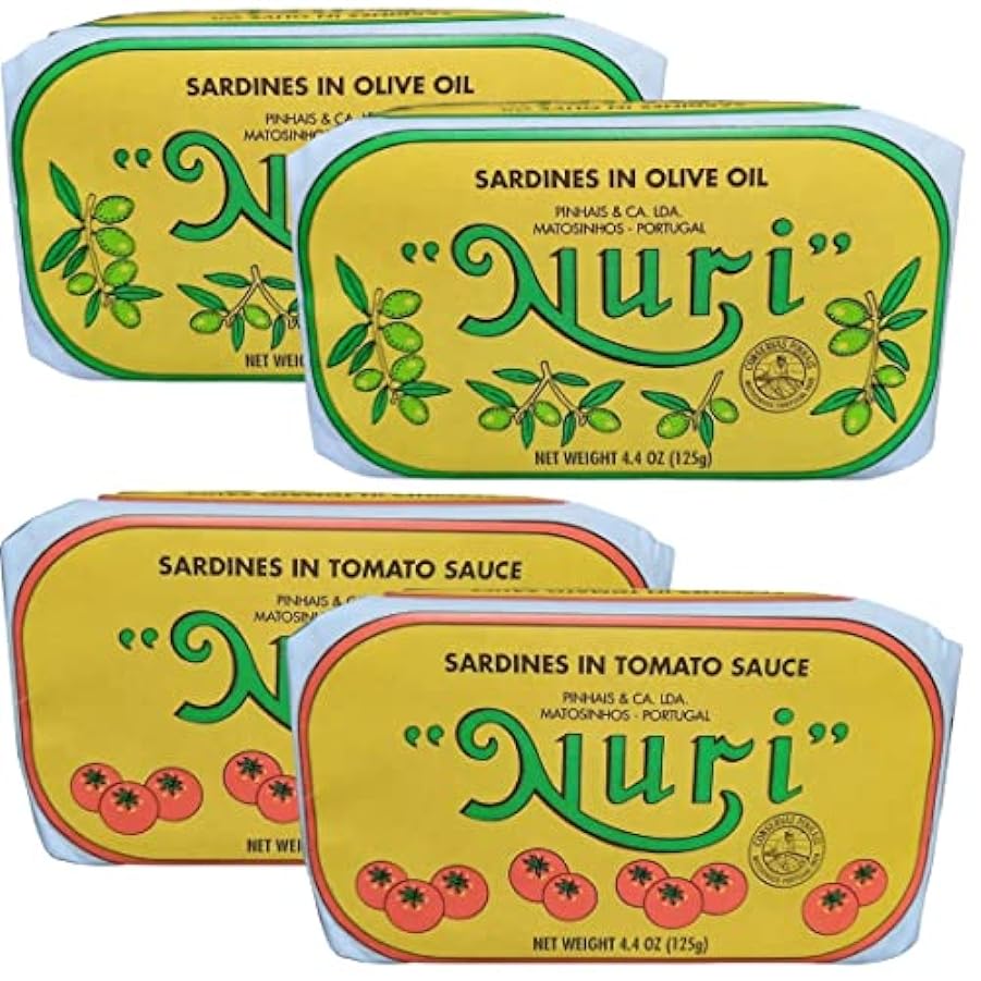 NURI Confezione da 4 varietà di sarde portoghesi | due di ciascuno, olio d´oliva | pomodoro e olio d´oliva 288075928