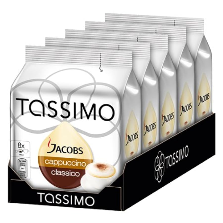 Tassimo Cappuccino, Certificato Rainforest Alliance, Bevanda Calda, 5 x 16 T-Discs 656571730