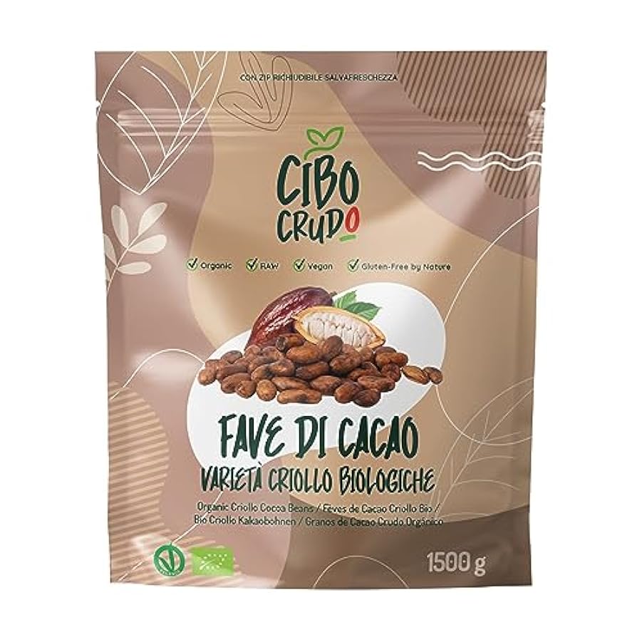 Fave di Cacao Crudo Biologico - 1.5 Kg. Qualità Criollo