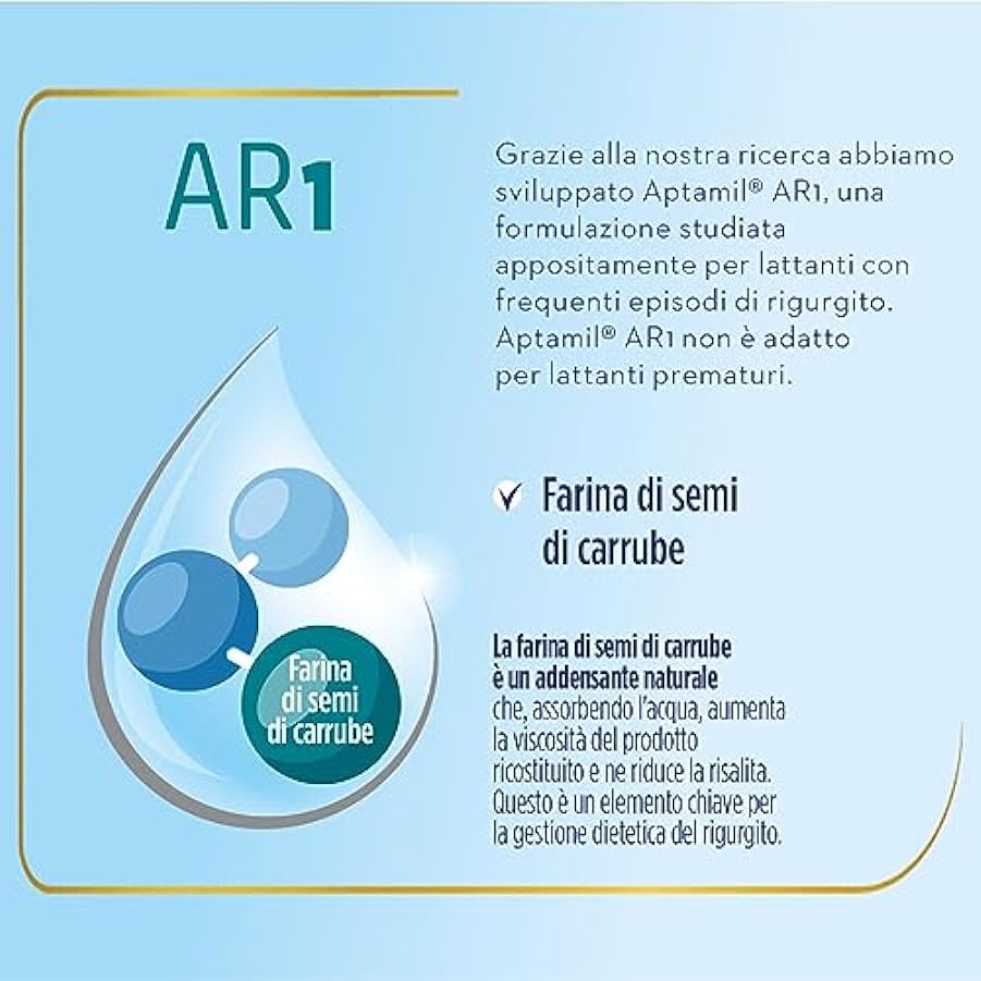Aptamil AR1, Latte Antirigurgito in Polvere per Neonati dalla Nascita al 6° mese compiuto, Confezione da 400g 536929689