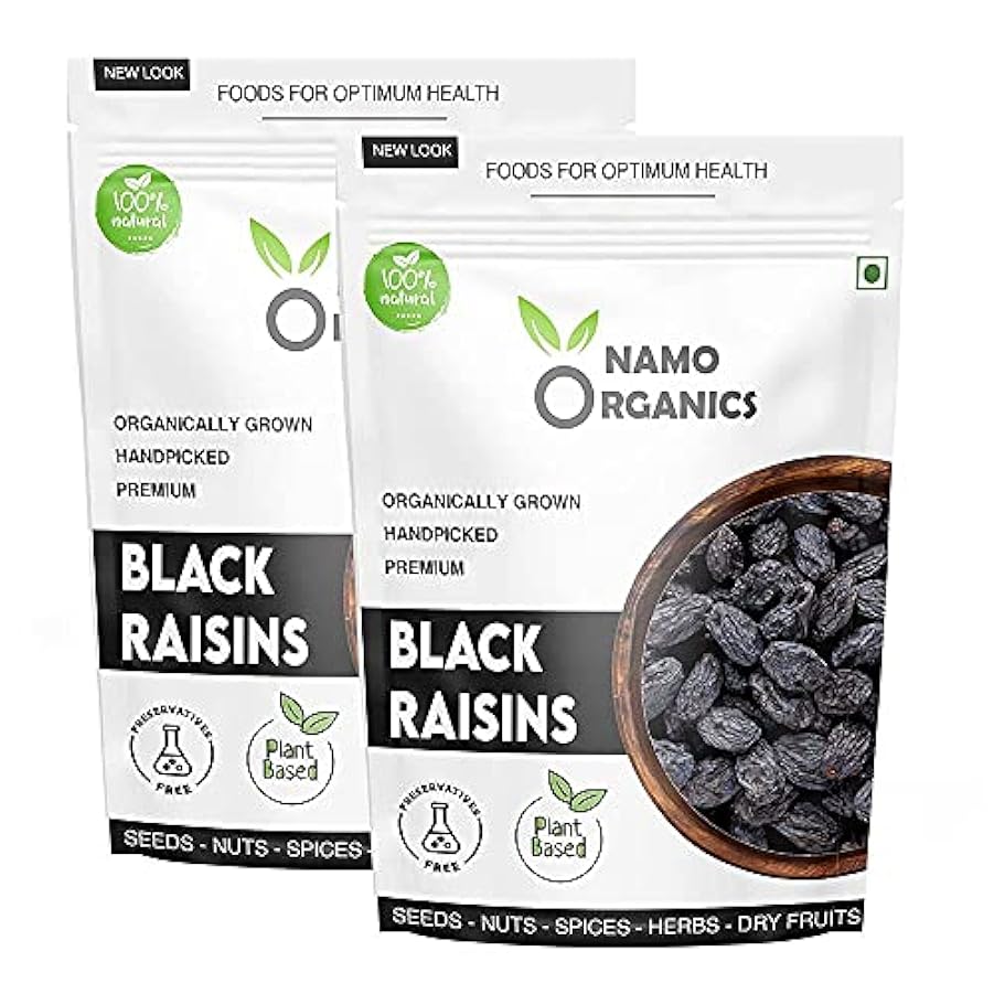 Namo Organics - Afghani Black Raisins Seedless (Kali Kishmish/kismis without seeds) - 1 Kg Pouch - Black grapes Dry Fruis 862756857