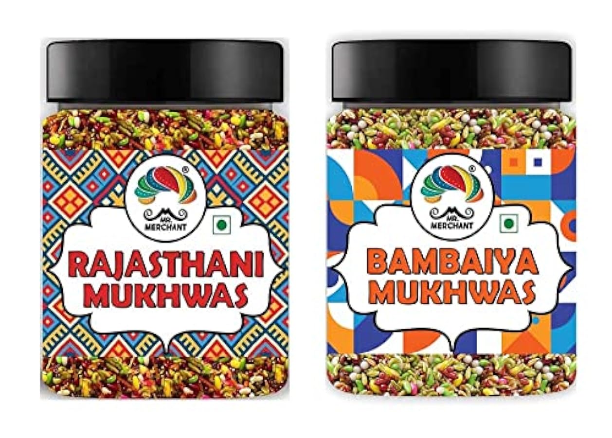 Mr. Merchant Rajasthani Mukhwas (300 g) e Bambaiya Mukhwas (300 g) Combo deodorante per bocca (confezione da 2)_La confezione può variare 724199928