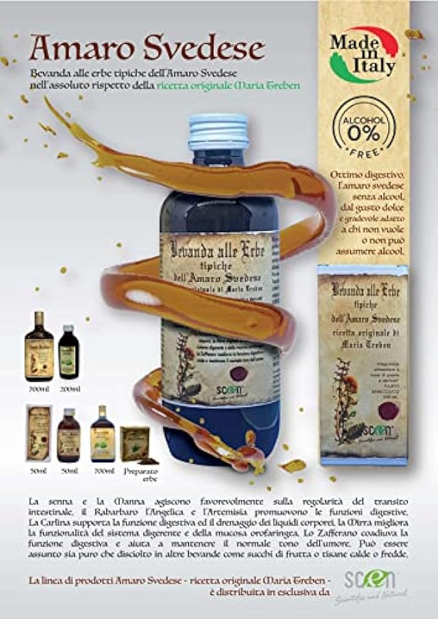 Amaro Svedese SENZA ALCOOL - 200 ml - erbe tipiche dell´Amaro Svedese - ricetta originale Maria Treben - Scen - prodotto in Italia (2) 129030379