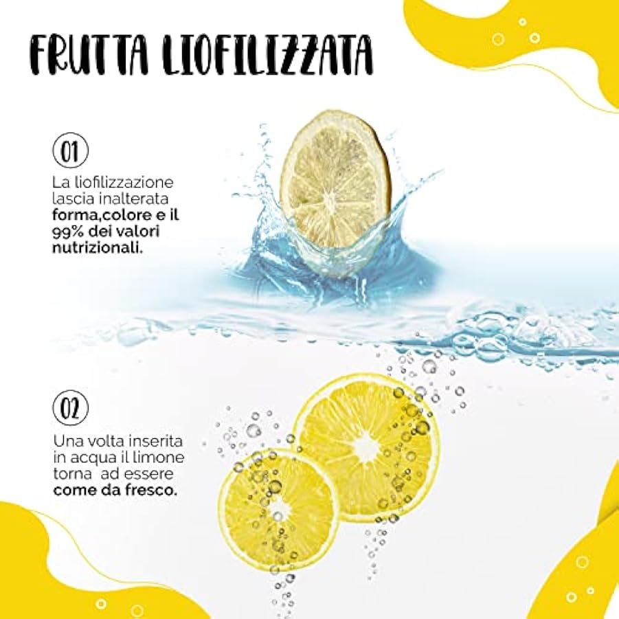 Limoni freschi liofilizzati 100% italiani - limoni per cocktail professionali - confezione large da 3 litri - frutta secca di alta qualità - senza aggiunta di zuccheri.circa 130 fette 839166945