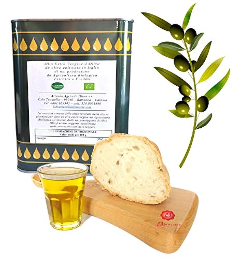 OLIO DI OLIVA 2 litri lt EXTRAVERGINE Biologico Bio 100% Italiano Italia da Olive siciliane sicilia ESTRATTO A FREDDO in LATTINA 372494705