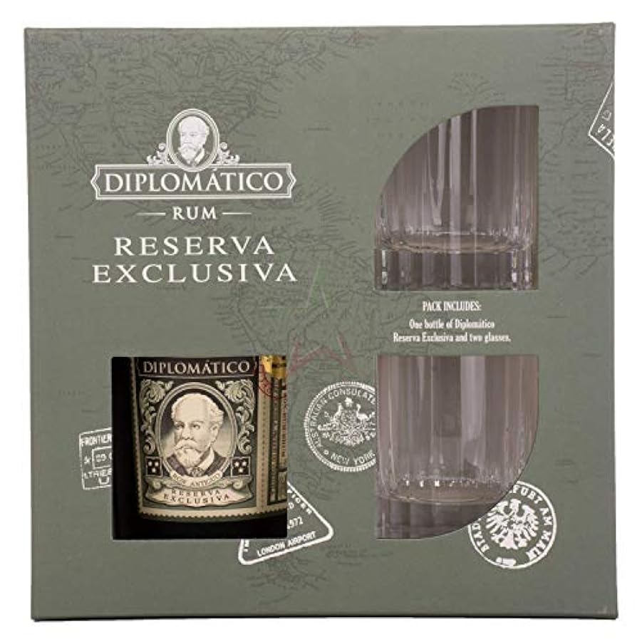 Diplomatico Rum Exclusiva Reserva Glass Gift Set, 70 cl