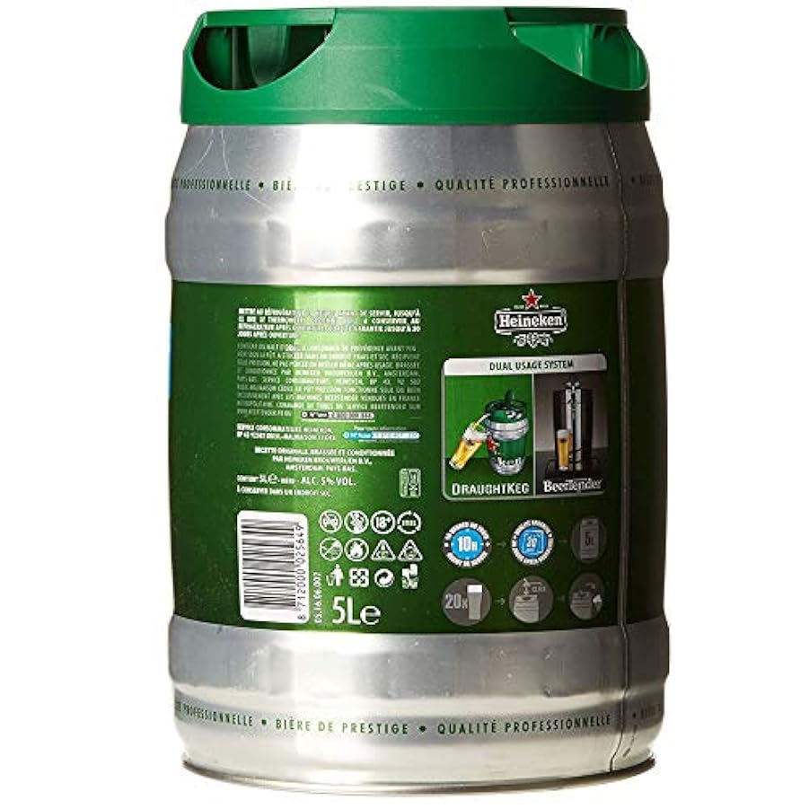 Heineken DraughtKeg Confezione da 4 Fusti con Erogatori da 5 Litri Ciascuno 525859991