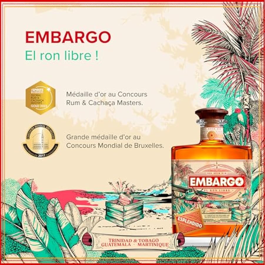 EMBARGO - Rum Esplendido - Rum Libero - Oro 2023 Rum & Cachaça Masters - Gran oro 2017 Concours Mondial de Bruxelles - 40% di alcol - Origine: Trinidad & Tobago, Guatemala, Martinica - 70 cl 570199424