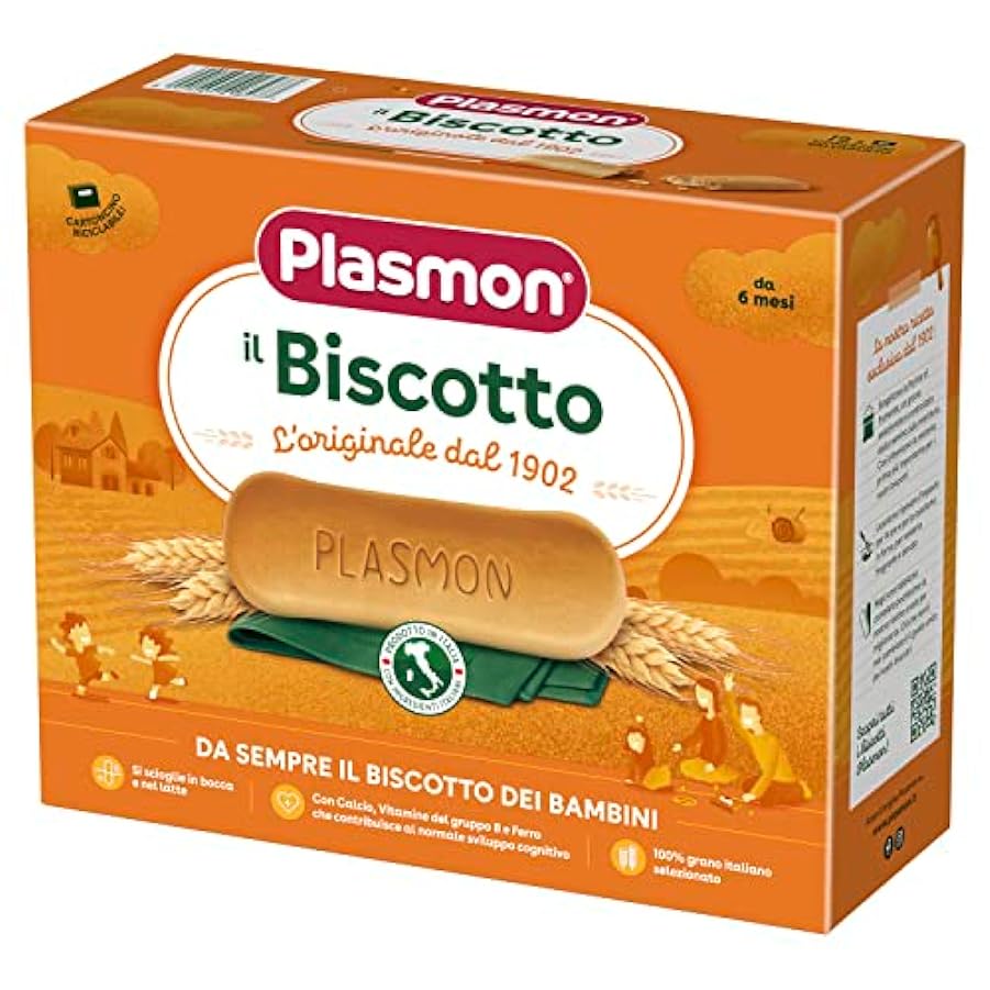 Plasmon il Biscotto,100% grano italiano selezionato, si scioglie in bocca e nel latte, Confezione da 6 x 720g 746871697