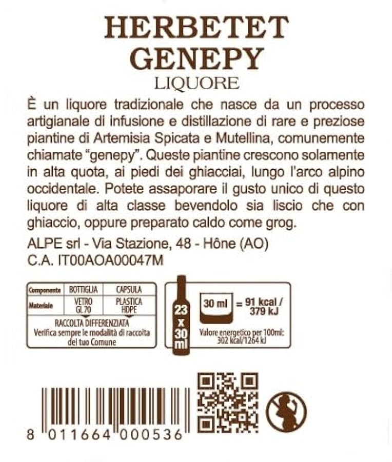 Genepy Herbetet Alpe - CONFEZIONE da 2 bottiglie 700 ml - liquore della Valle D´Aosta 487980058