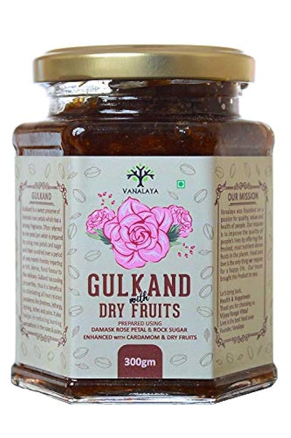 Glamorous Hub Vanalaya Natural Organic Gulkand preparato con rosa damascena insieme a frutta secca 300 grammi (l´imballaggio può variare) 225982777