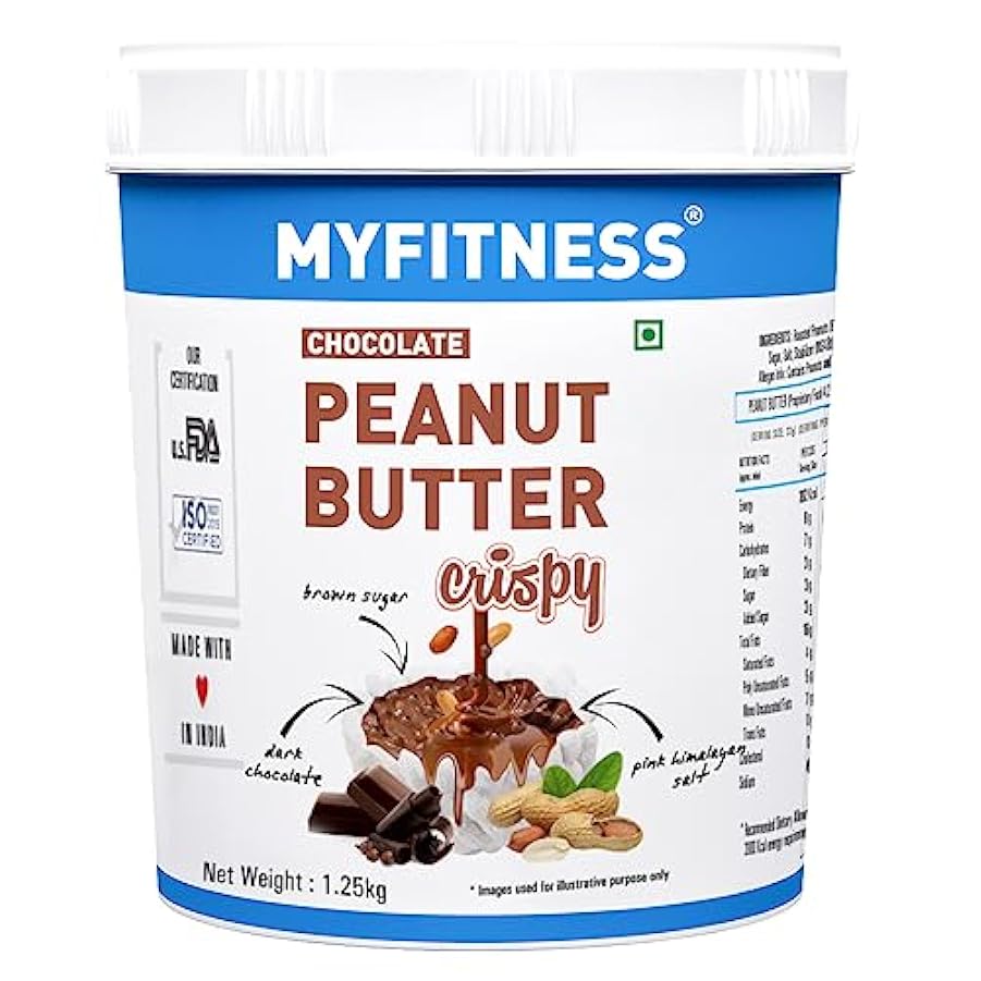 MYFITNESS Chocolate Peanut Butter Crispy I LOVE PB Non-GMO, Gluten-Free, No Preservative All Natural Ingredient High Protein Peanut Butter Made with American Recipe, 1.2 kg 185394617