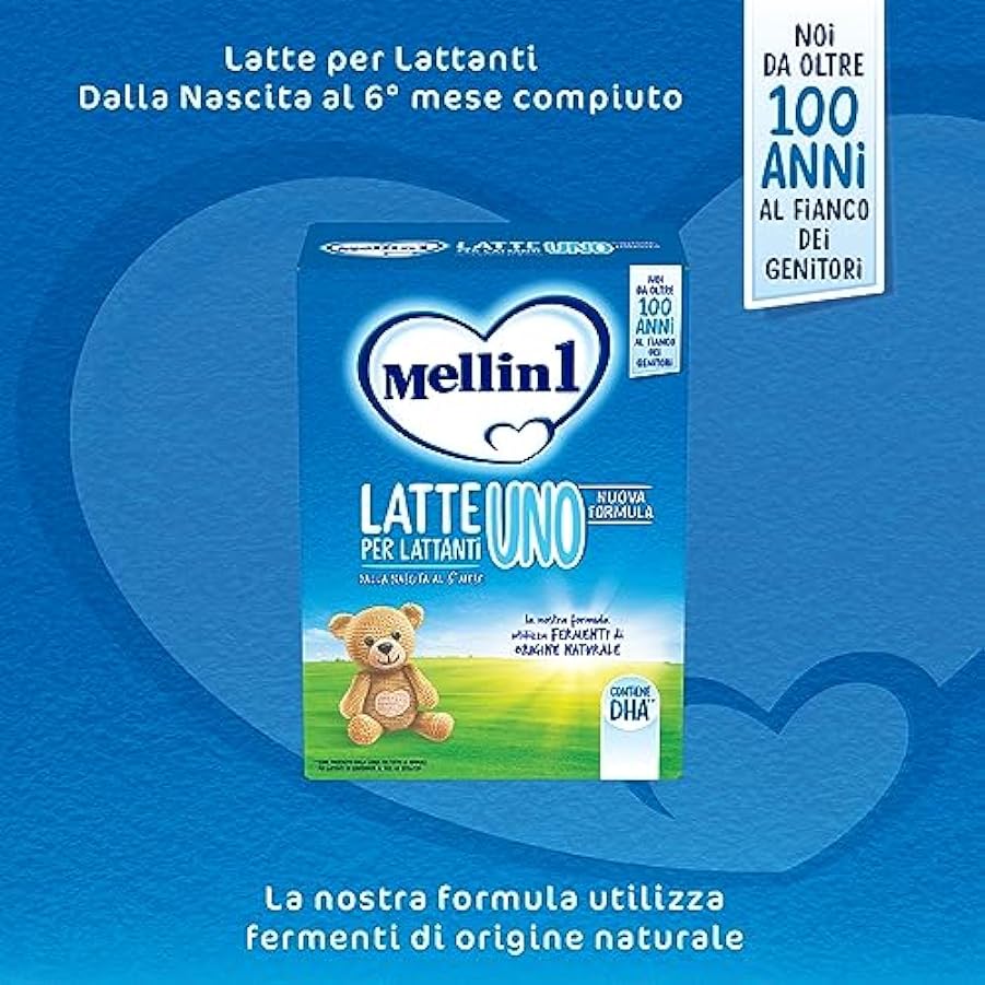 MELLIN 1 - Latte in Polvere per Lattanti - dalla nascita al 6° Mese - Confezione da 3200 grammi (4 confezioni da 800g) 623458969