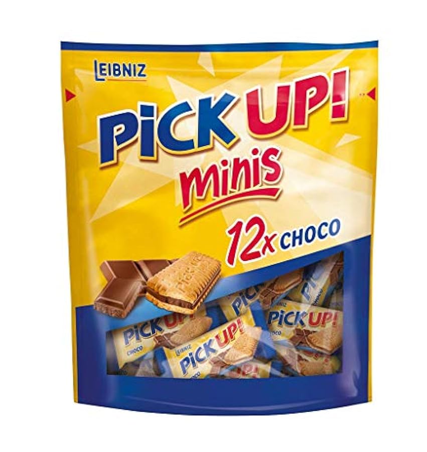 PiCK UP! Minis Original (14 x 127 g), mini barrette con tavoletta di cioccolato al latte croccante tra due biscotti croccanti, spuntino da condividere, 14 x 12 bustine 21097597