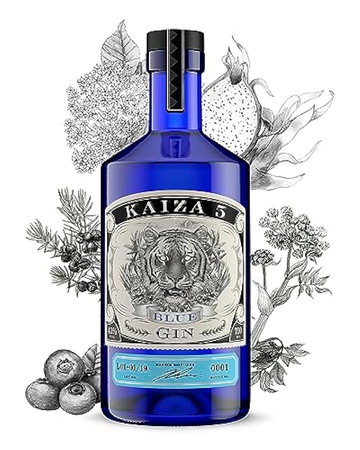 KAIZA 5 BLUE GIN – 0,7 l - 43% | Gin dall´Africa del Sud/Città del Capo | Floreale, fruttato, fresco | Sambuco, Mirtillo e Frutto del Drago 806778516