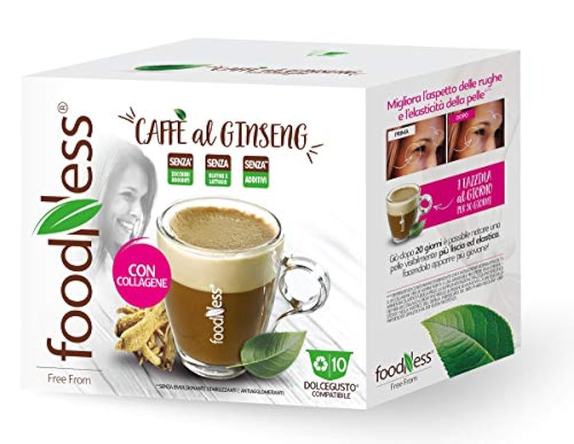 FoodNess - Capsula caffè al ginseng e collagene compati