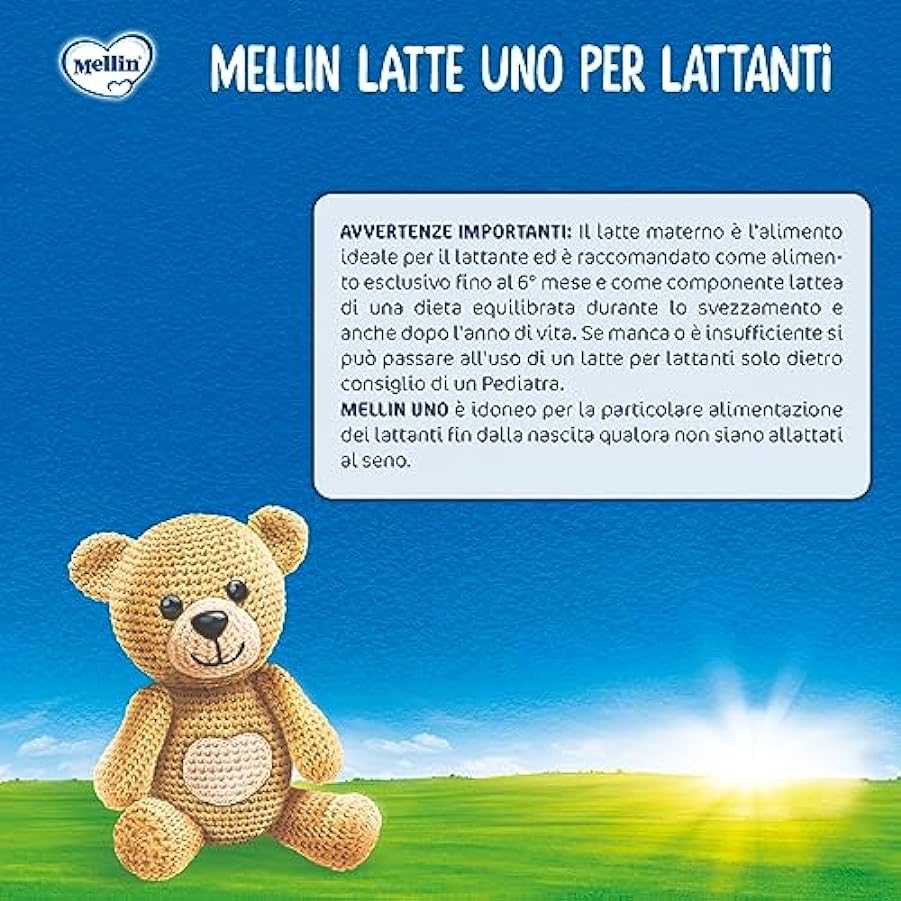 MELLIN 1 - Latte in Polvere per Lattanti - dalla nascita al 6° Mese - Confezione da 3200 grammi (4 confezioni da 800g) 623458969