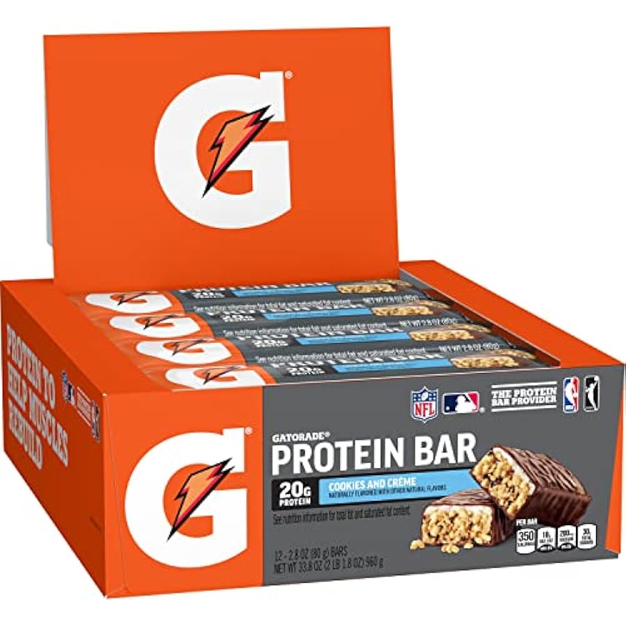 Gatorade Whey Protein Recover Bars, Cookies and Cream,2