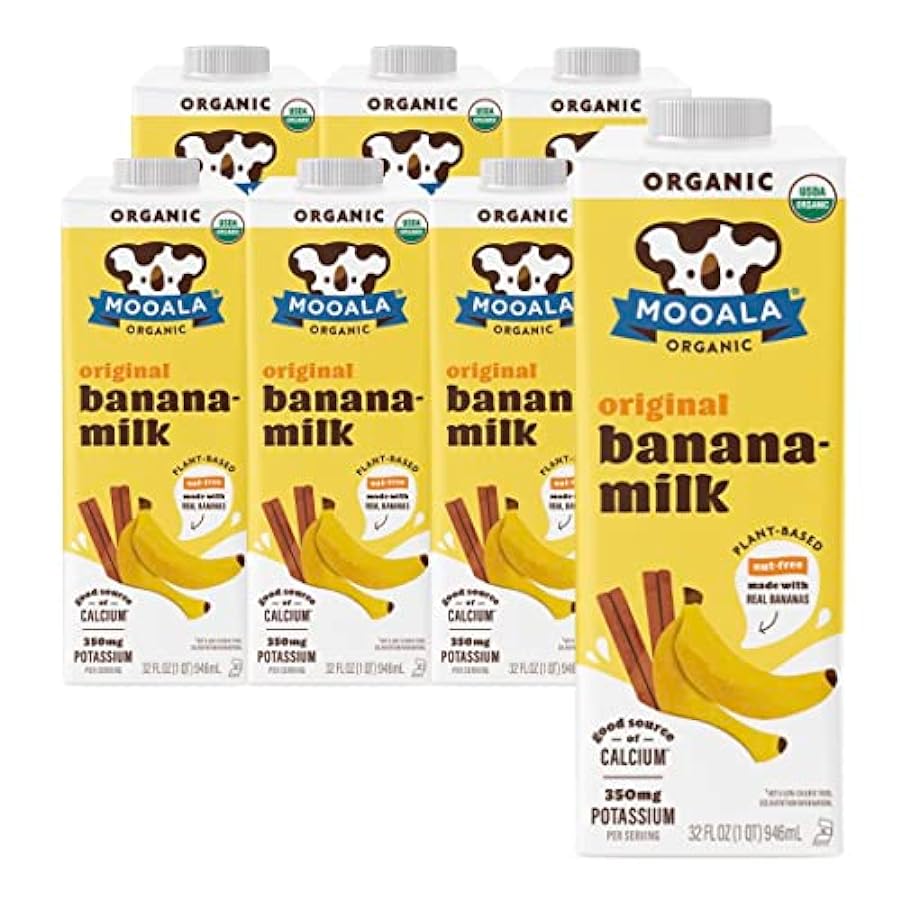 Mooala Bananamilk, 1 l (confezione da 6) – Bio, non deperibile, non latticini, senza noci, senza glutine, senza zucchero, originale 334379395