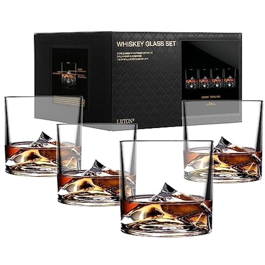LIITON Bicchieri da whisky Everest, 4 pezzi, in vetro d