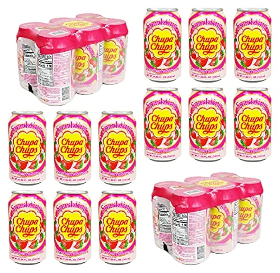 Namyang Chupa Chups Sparkling Soda Sapore 345ml (Crema di fragola, 24 lattine) 66160227