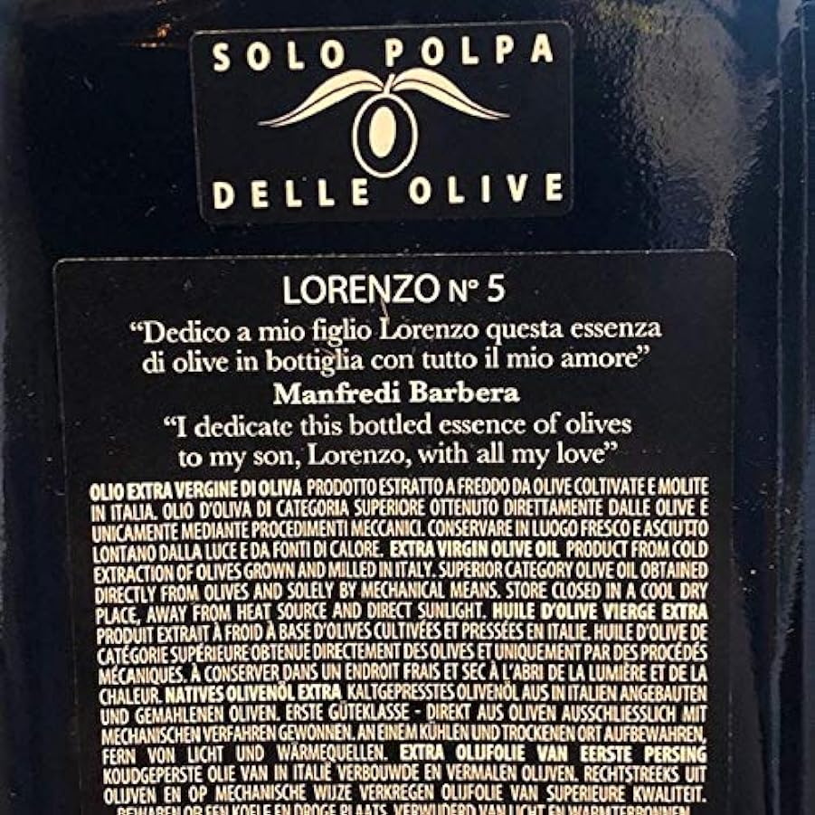 Olio Extra Vergine di Oliva Denocciolato Monocultivar Nocellara Lorenzo N° 5 500 ml x 6 641228498