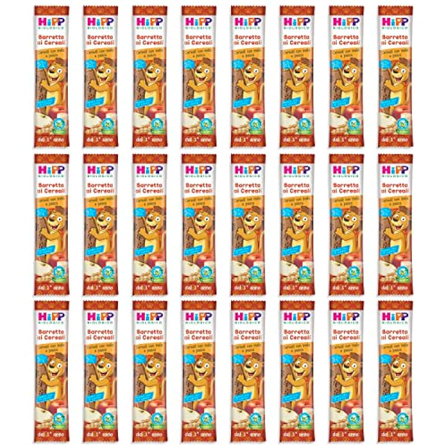 HiPP - Barrette ai Cereali Bio, Gusto Cereali con Mela e Pesca, Snack per Bambini, 24 Pezzi da 20 gr ciascuno 323436877
