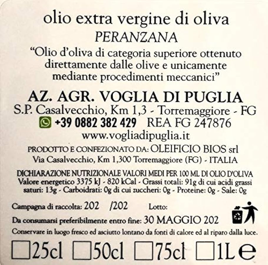 Voglia Di Puglia Olio Extravergine Di oliva 100% Italiano Orcio Ceramica Estratto a Freddo Litri 0,500 (Spirali verdi) 353844398